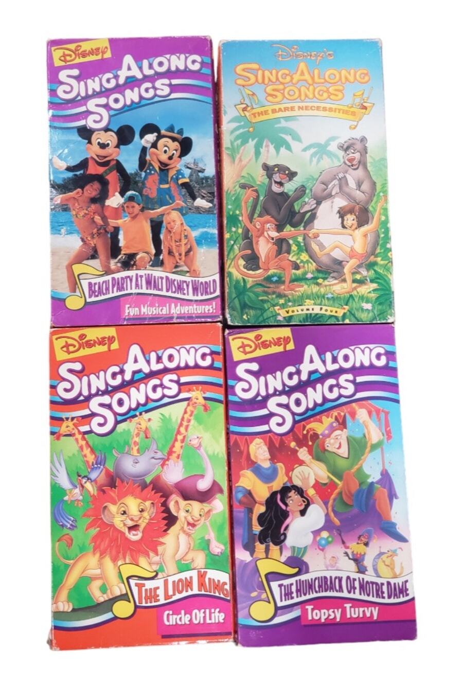 Disney Sing Along Songs VHS Bundle Beach Party Lion King Hunchback & Jungle Book